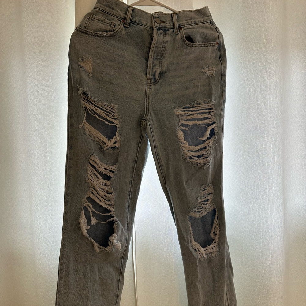 Distressed Gray Jeans
